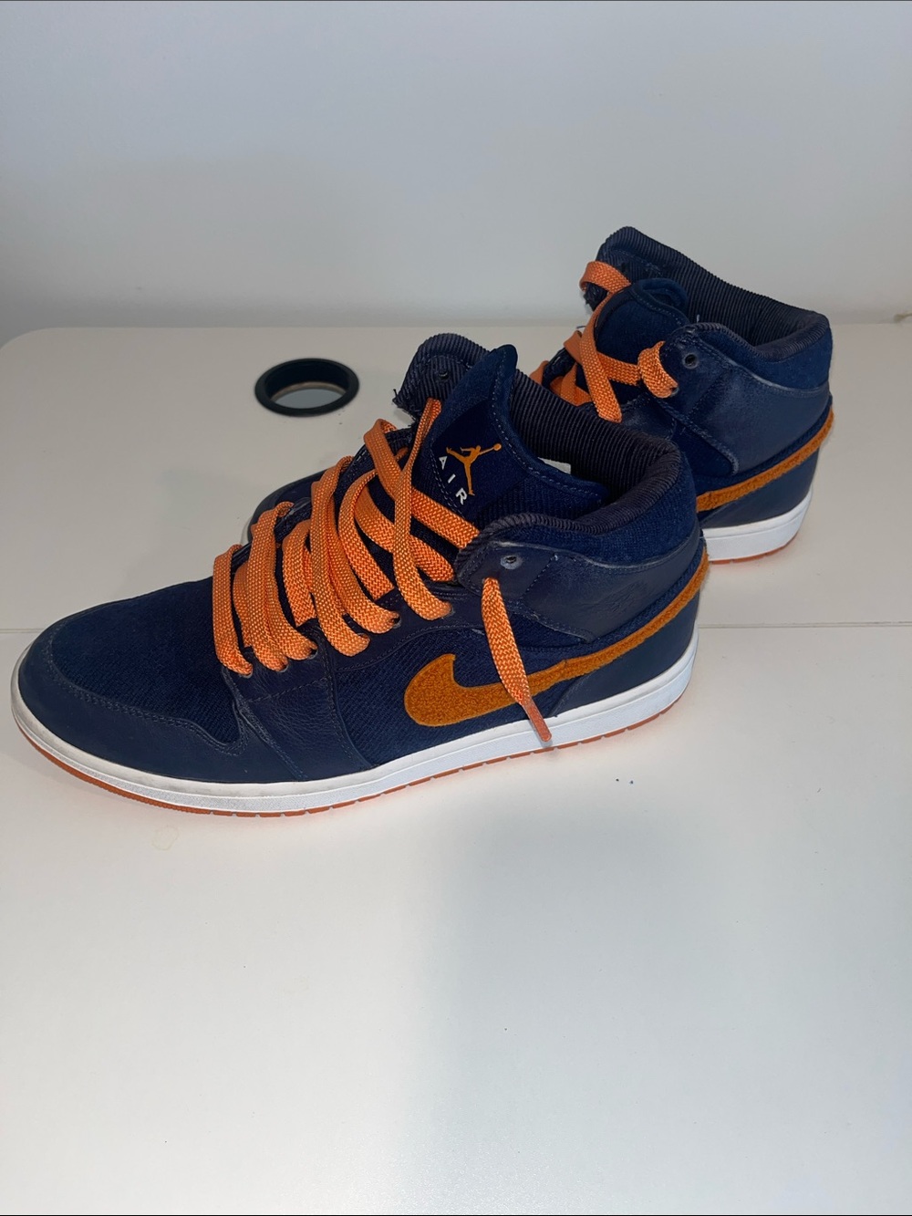 Nike Men’s Mid-Top Sneakers Navy Blue and Orange